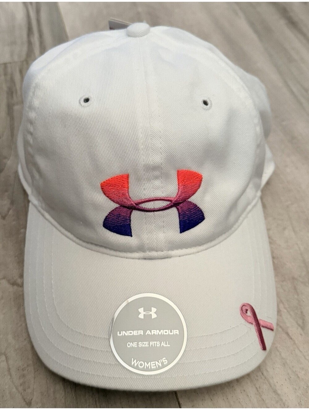 NWT Women's UA Performance Heat Gear Breast Cancer Power In Pink White Hat Cap